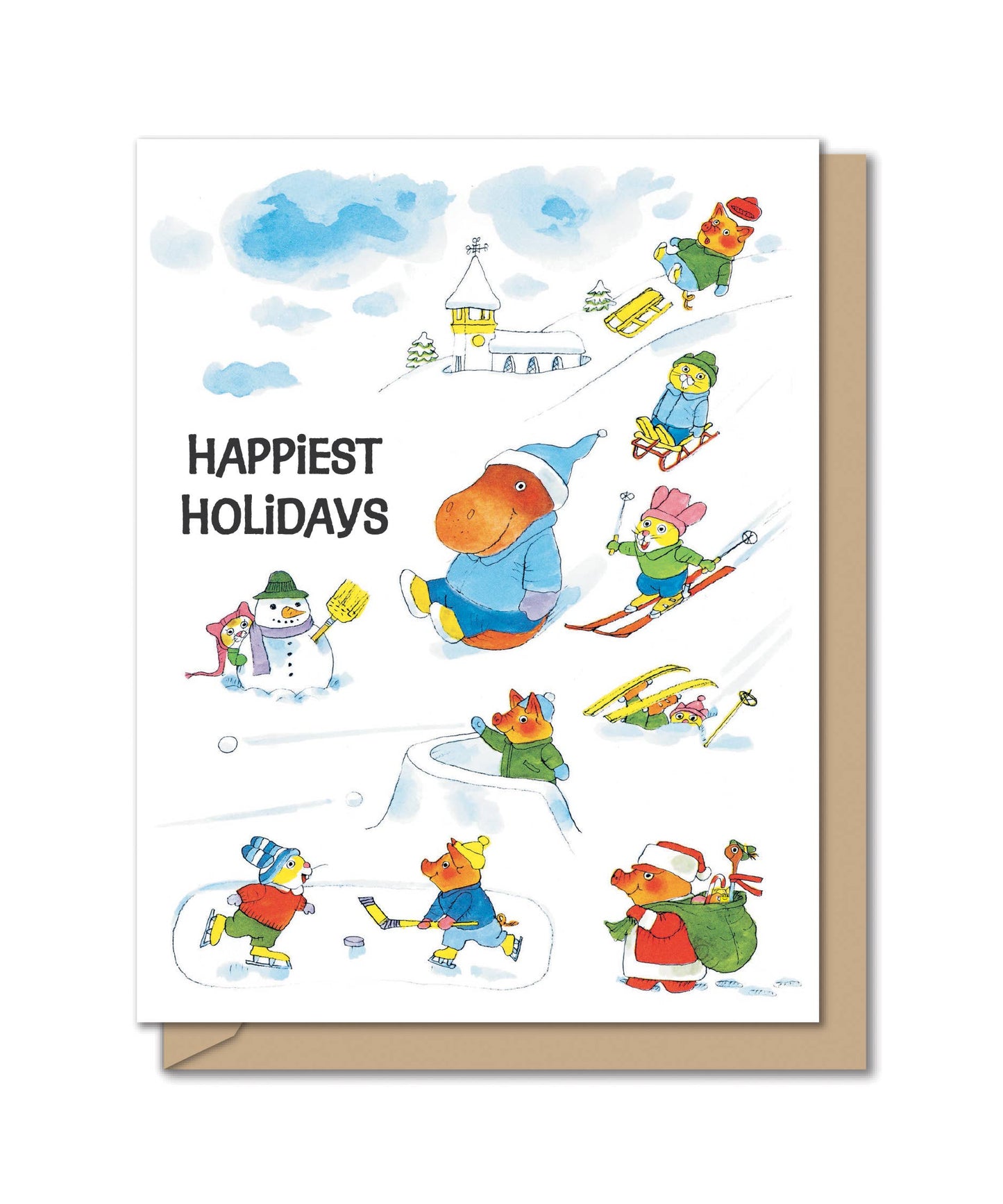 A2 | Holiday Greeting Card: Box of 6 | Holiday Sledding