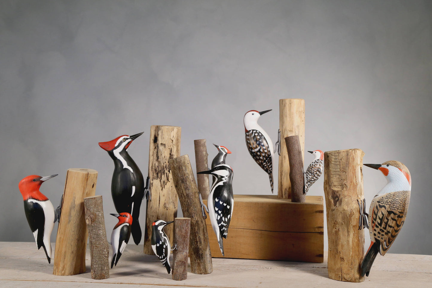 Downy Woodpecker - 9.5"H -Carved Wooden Figurine