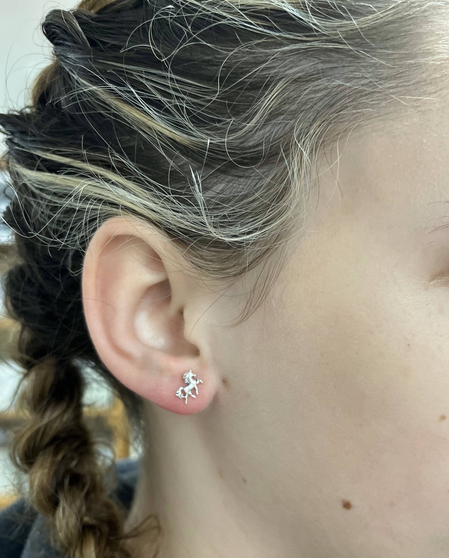 Unicorn Post Earrings sterling silver Natural History