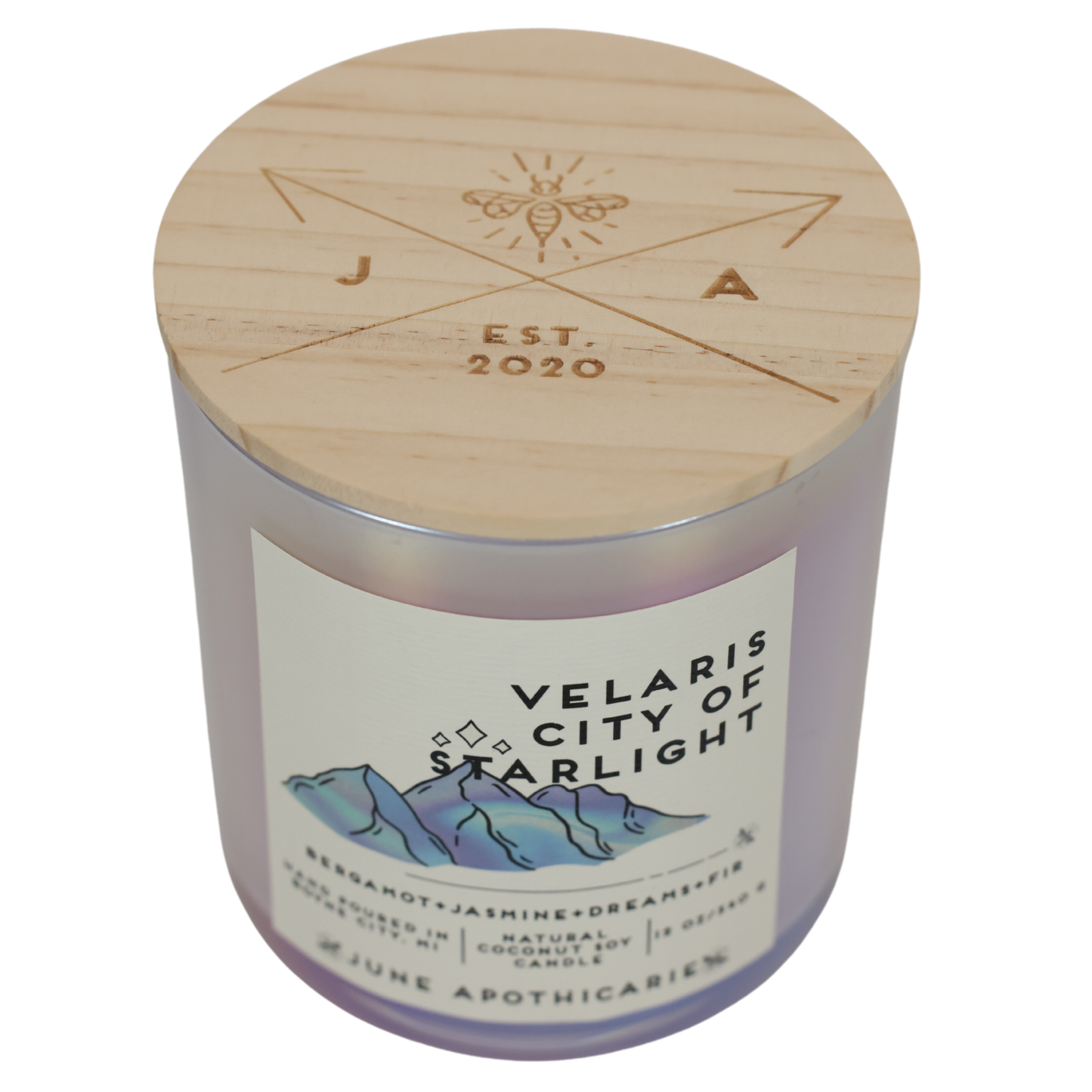 Velaris - City of Starlight 12 oz Glass Wooden Wick Candle