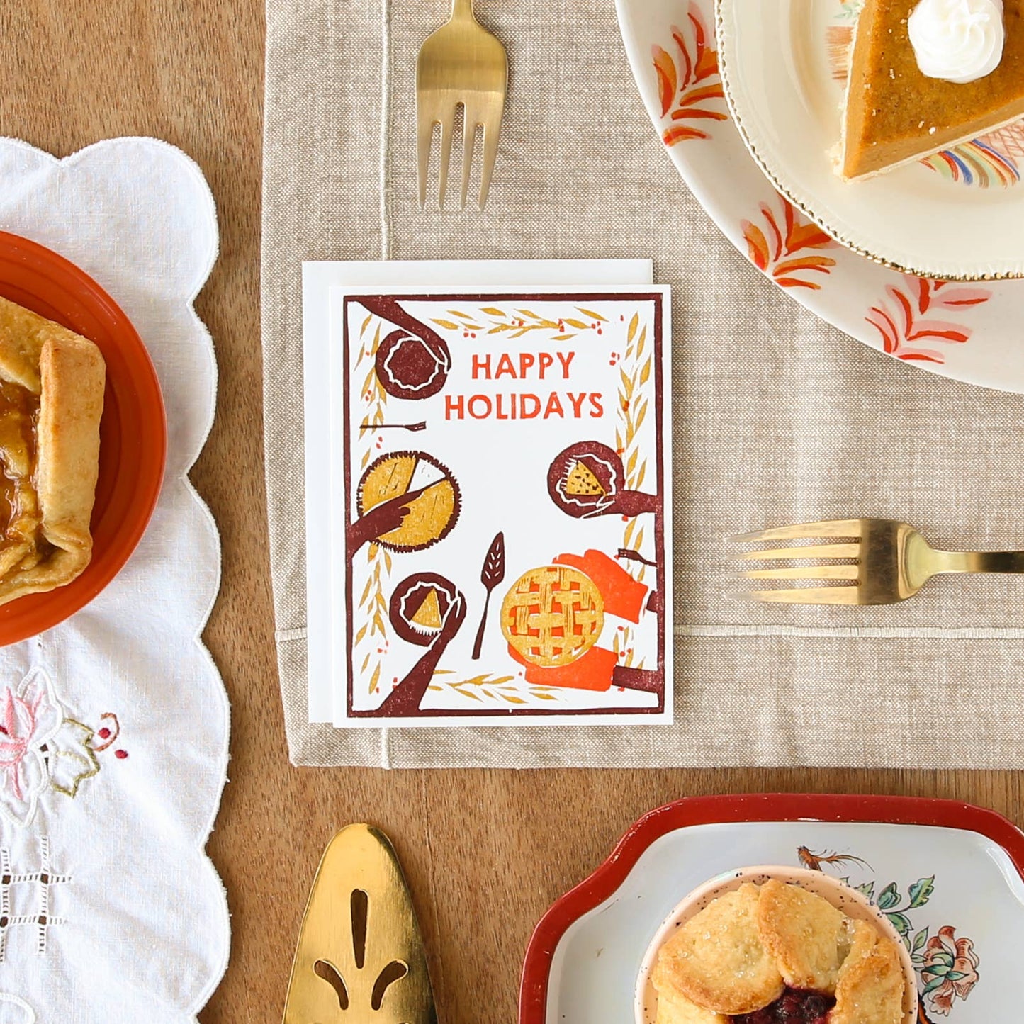 Happy Holidays Pie Feast Winter Holidays Card