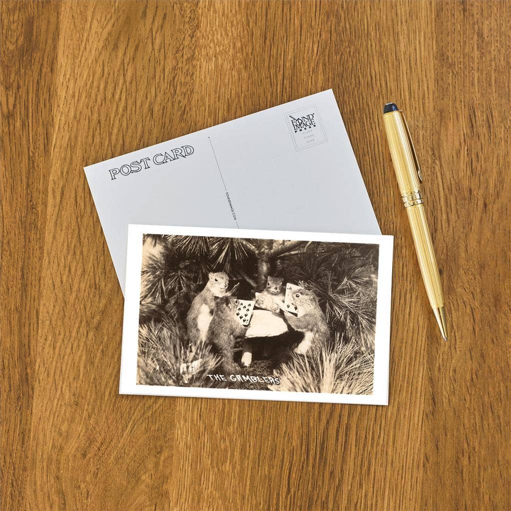 Postcard GB-21 Gambling Squirrels