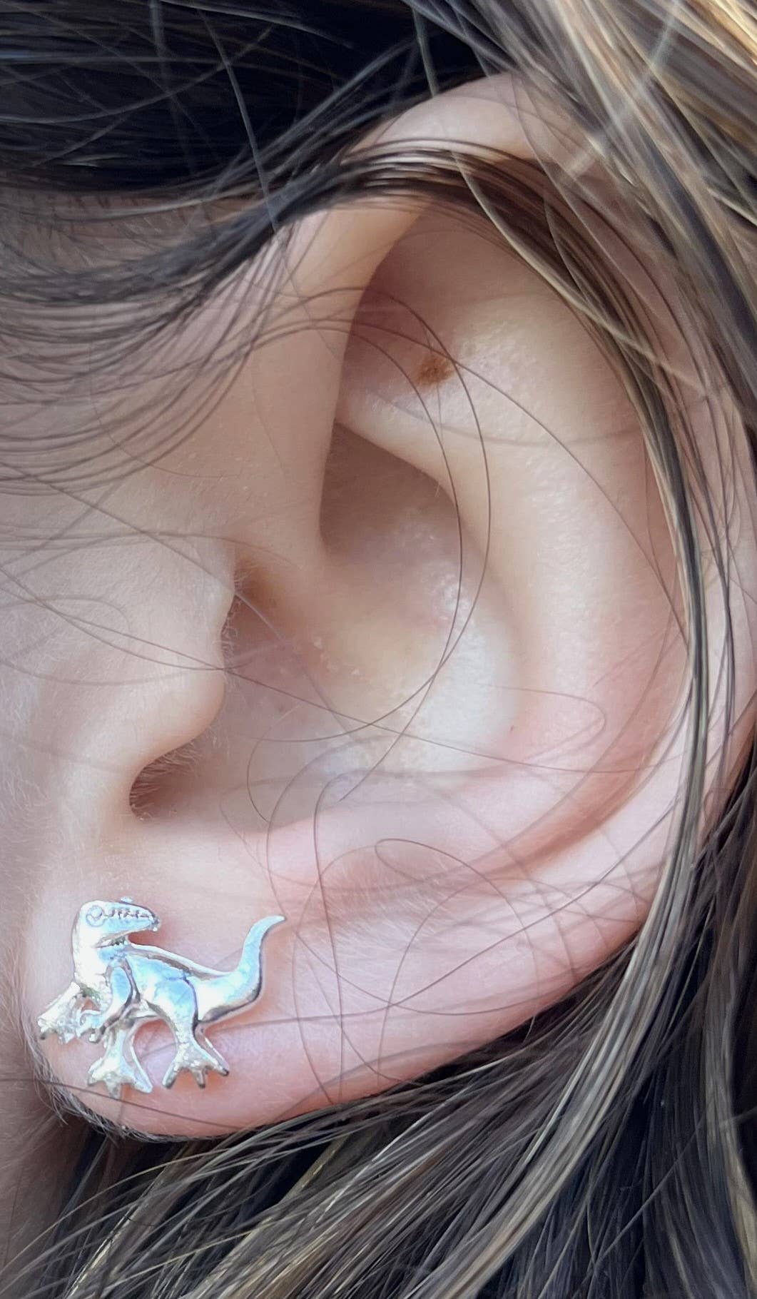 T.Rex Dinosaur Earrings - silver Natural History
