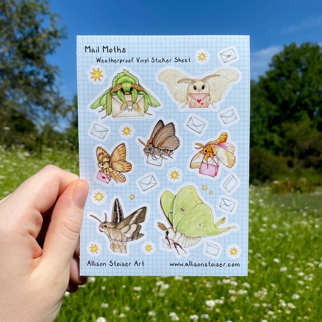 Mail Moths Weatherproof Vinyl Sticker Sheet