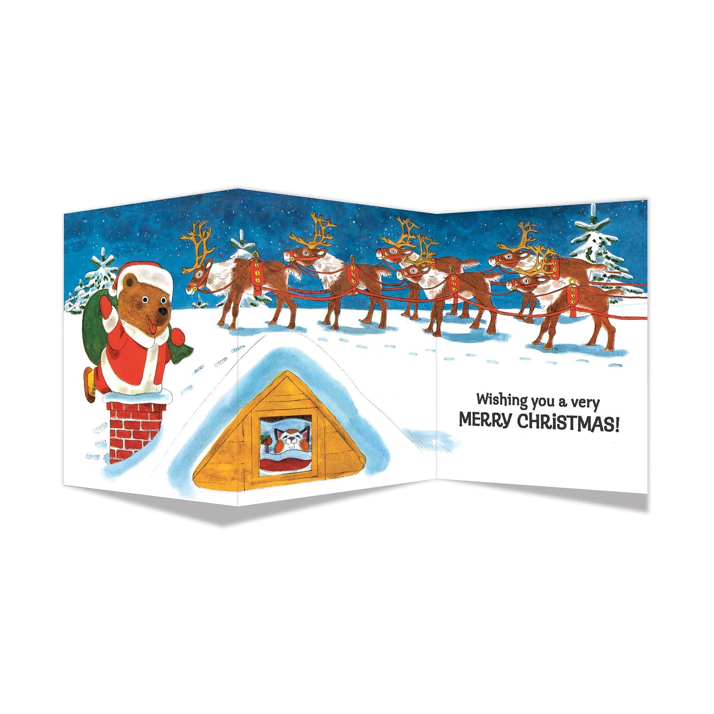 Tri-Fold Holiday Greeting Card | Santa Claws