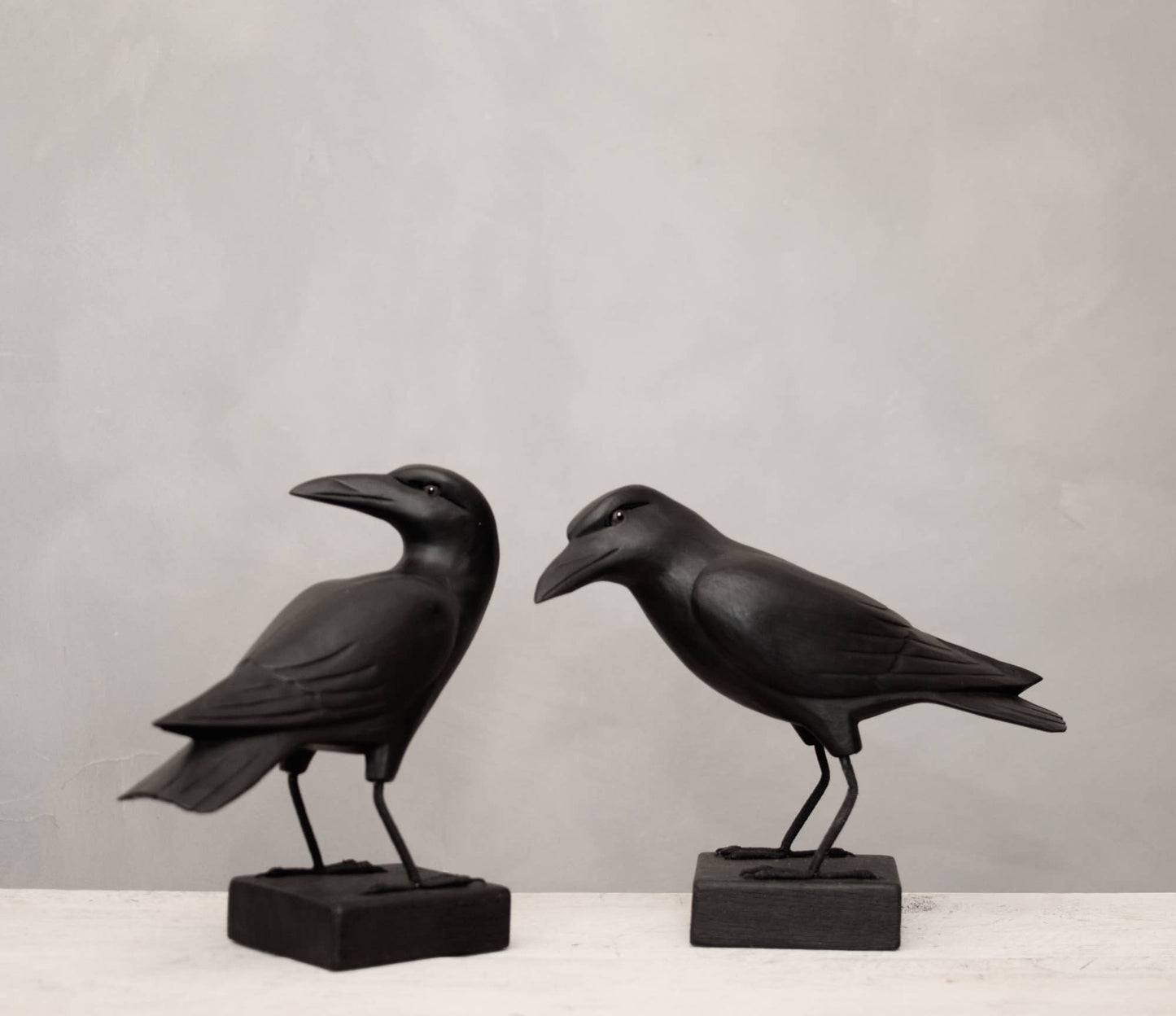 Hanging Crow | Hand Carved Wood Ornament | 2.5"H