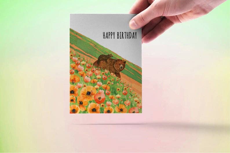 Poppies Field Bears - Funny Birthday Card