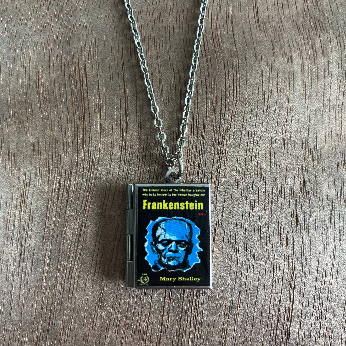 Book Locket Frankenstein - Blue Portrait