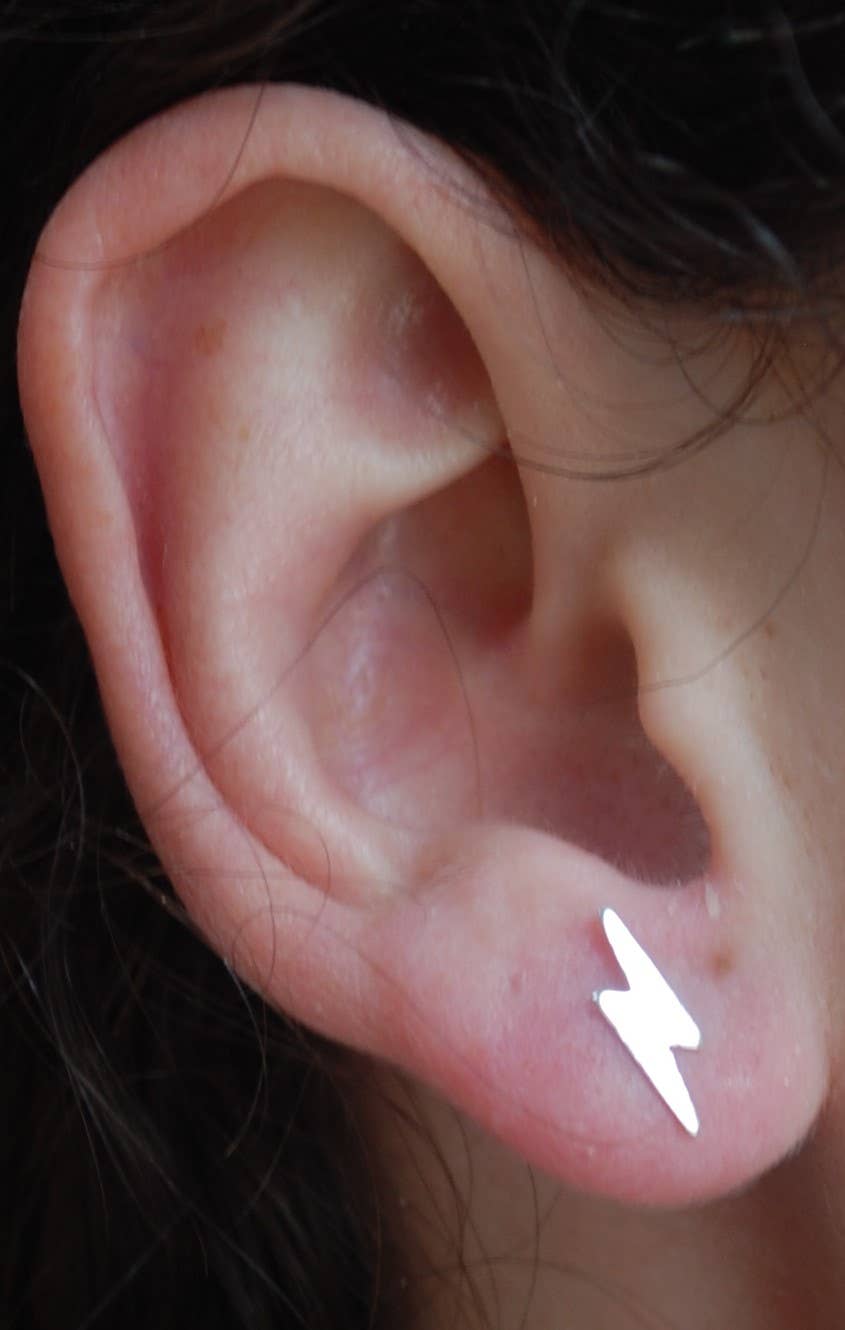 Lightning Bolt Stud Earrings - sterling Natural History