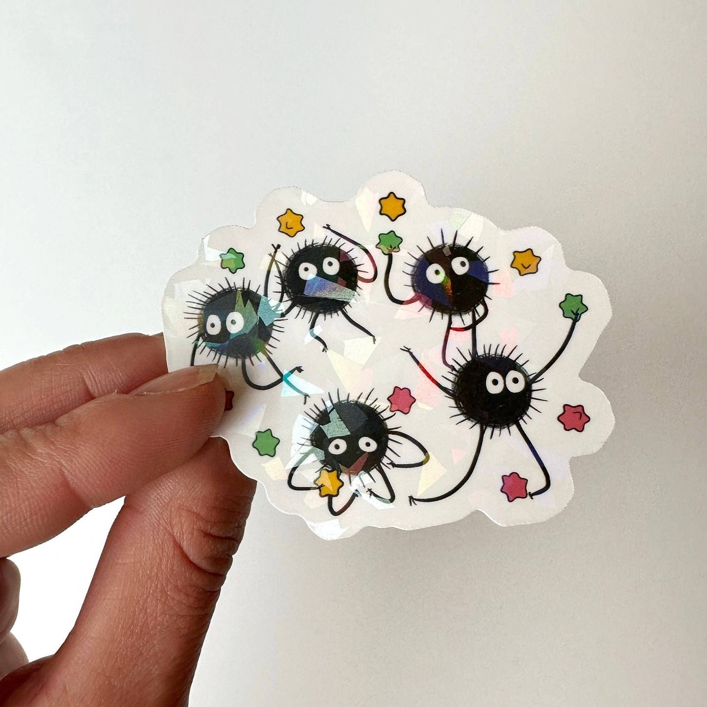 Holographic Soot Sprite Sticker / Water Resistant Sticker for Water Bottle, Hydro Flask, Yeti, Laptop, Notebook, Planner, Journal, Etc.