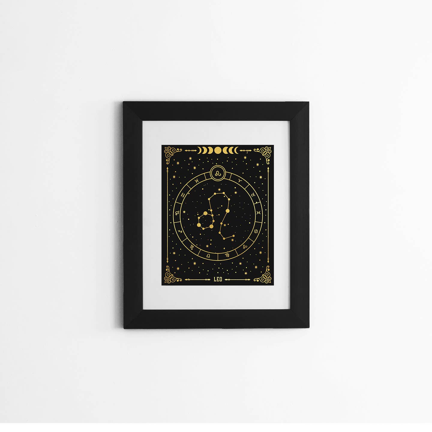 Leo Zodiac Gold Foil Print
