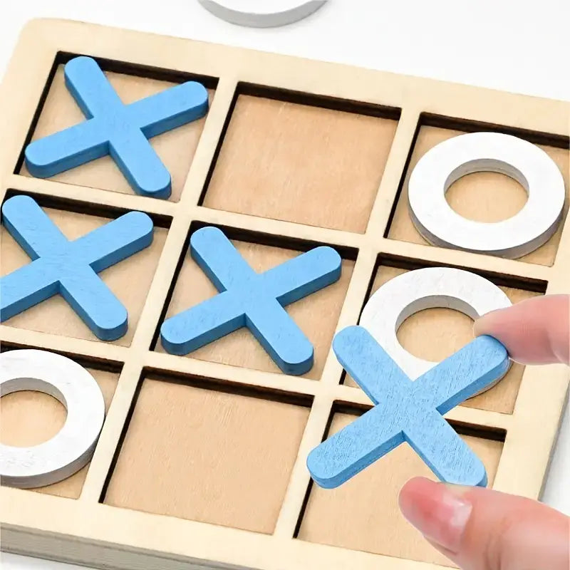 Wooden Tic-Tac-Toe Game - 10-Pcs Set | Kids' Educational Toy