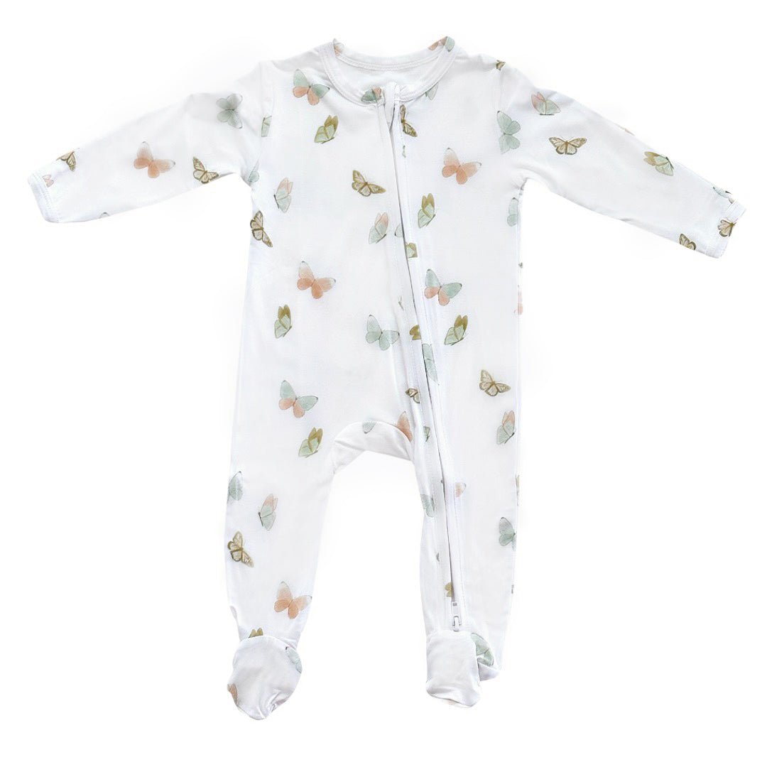 In Butterflies - Footie Zippered One Piece