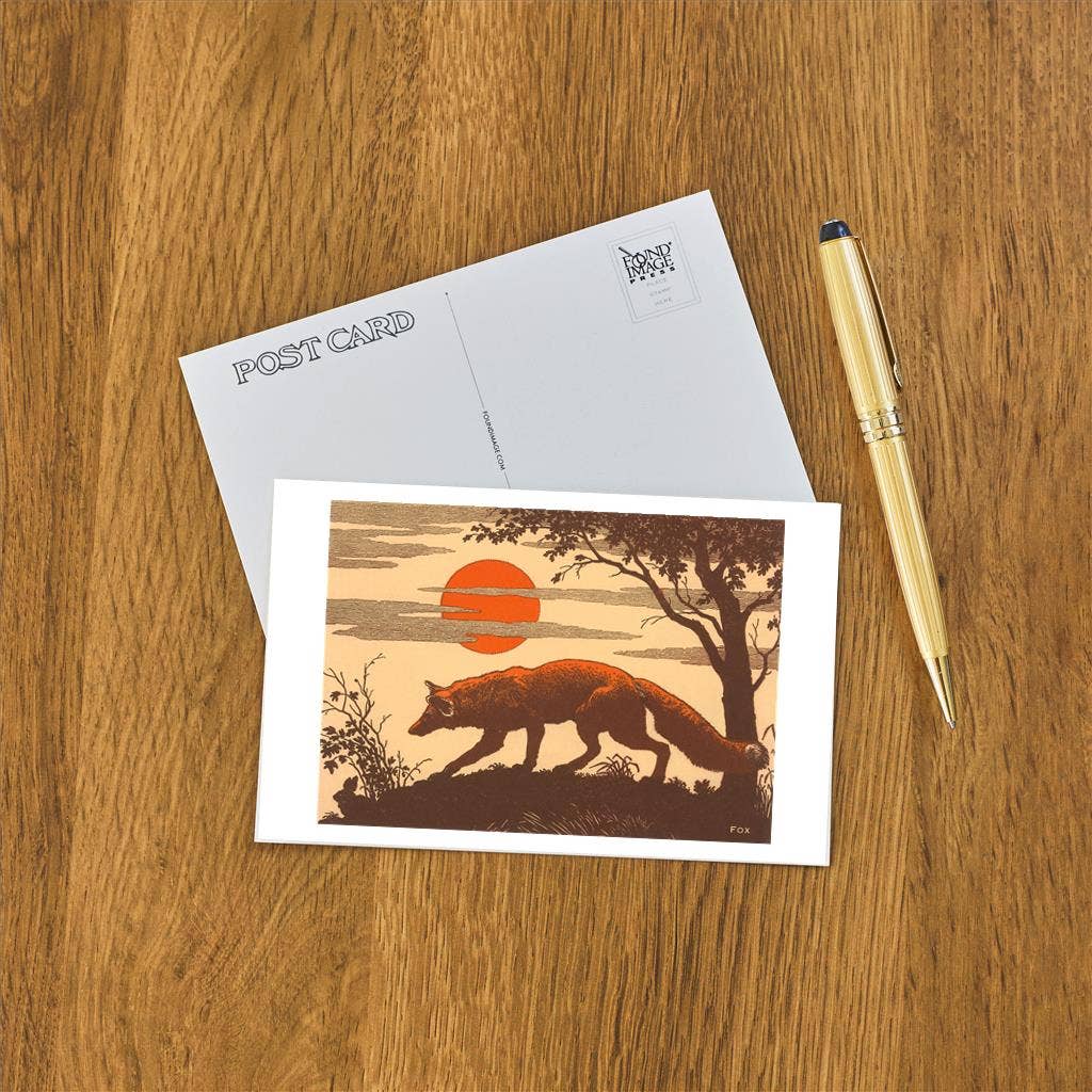 Postcard WD-15 Woodcut of Fox