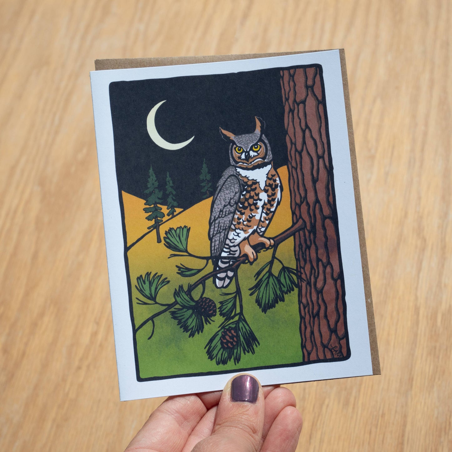 Great Horned Owl Greeting Card 100% Recycled Paper