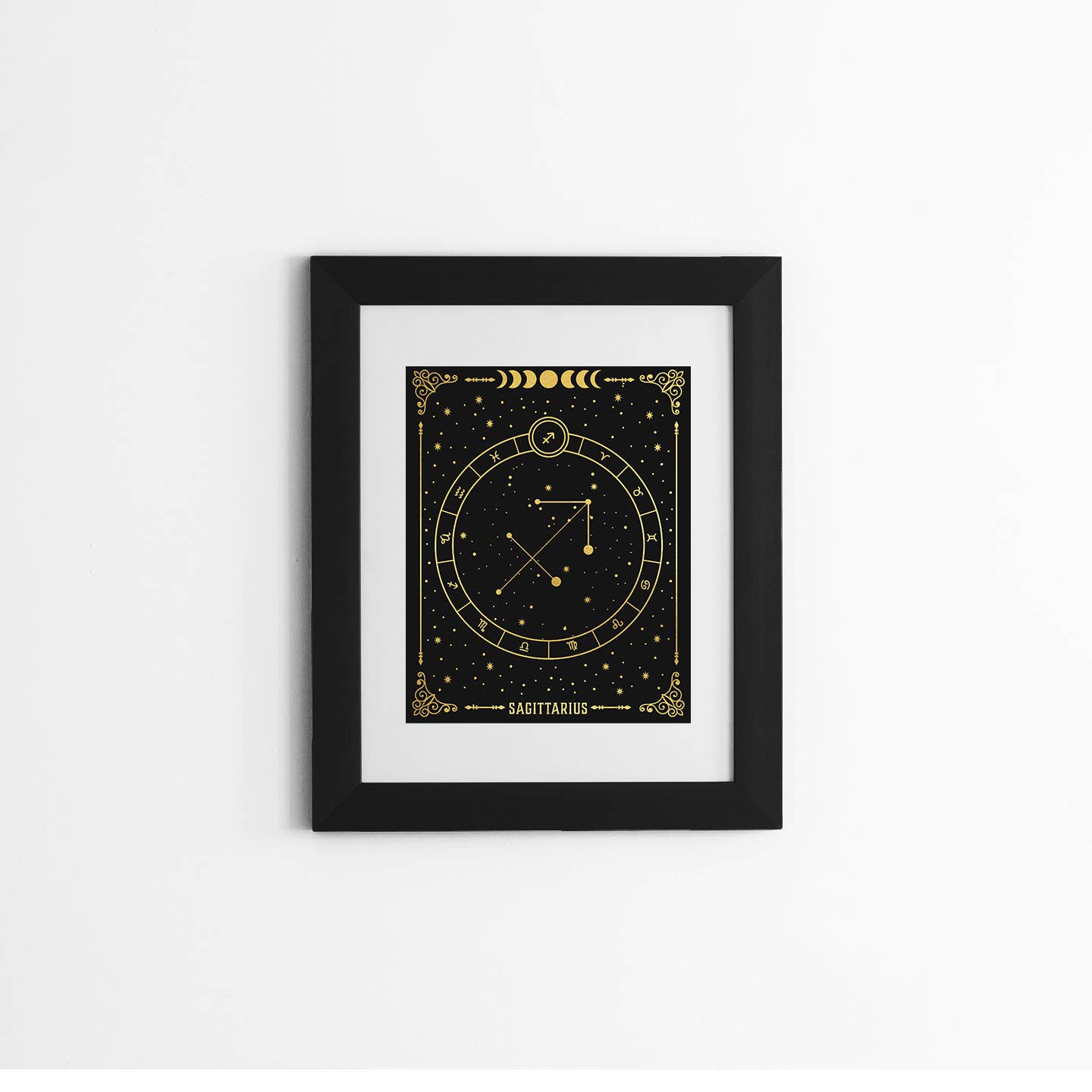 Sagittarius Zodiac Gold Foil Print