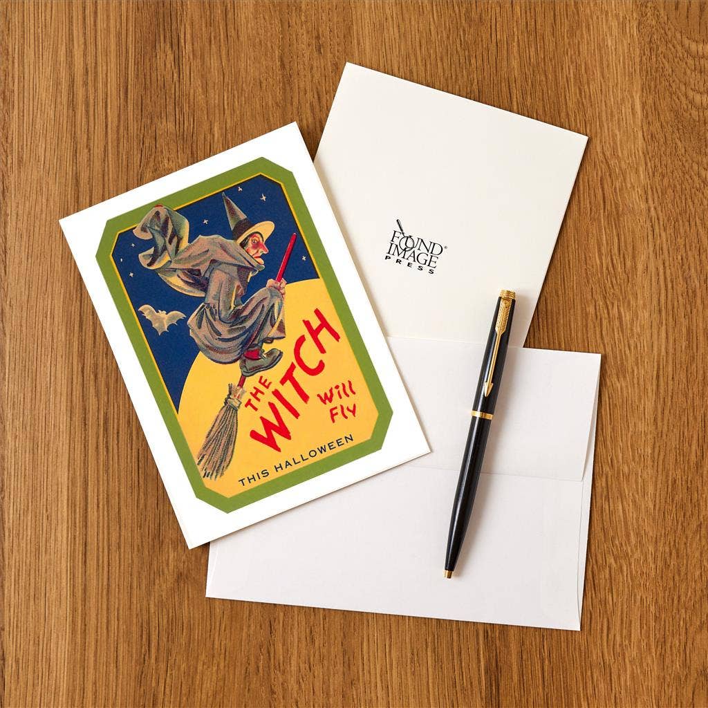 Greeting Card HW-74 Halloween, The Witch will Fly