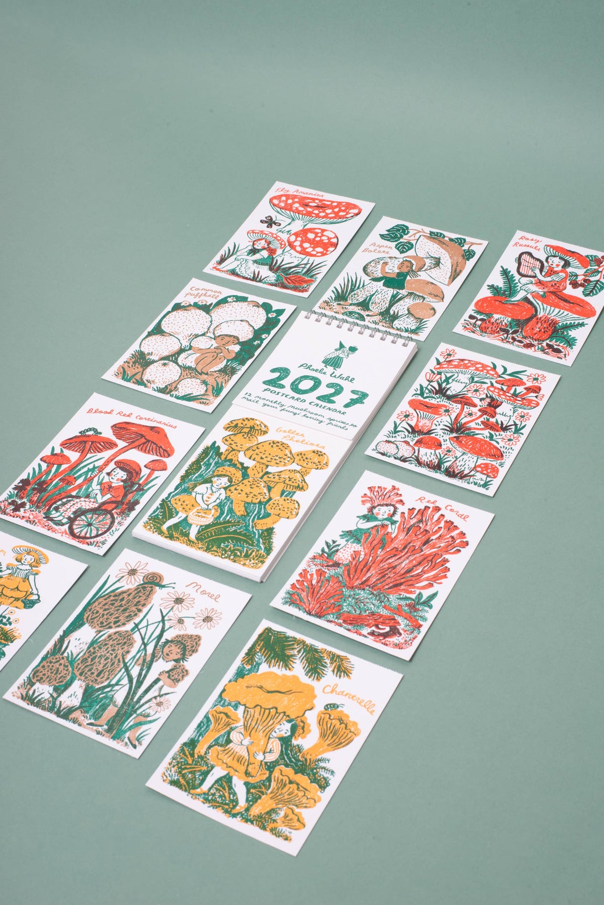 2027 Gnomes & Mushrooms Postcard Wall Calendar Phoebe Wahl