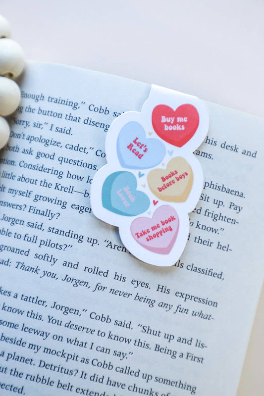 Bookish Conversation Hearts Magnetic Bookmark