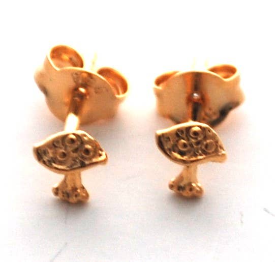 Mushroom Stud Earrings gold Natural History
