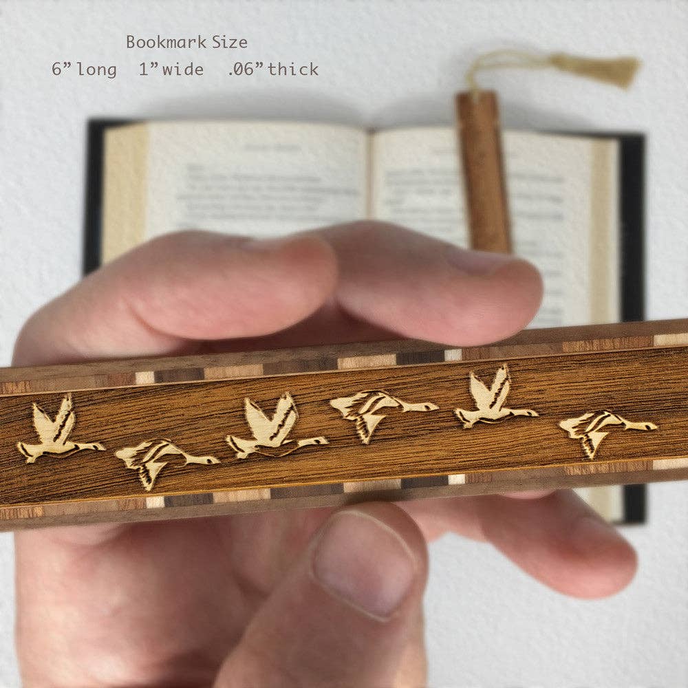 Geese Birds Handmade Engraved Wooden Bookmark