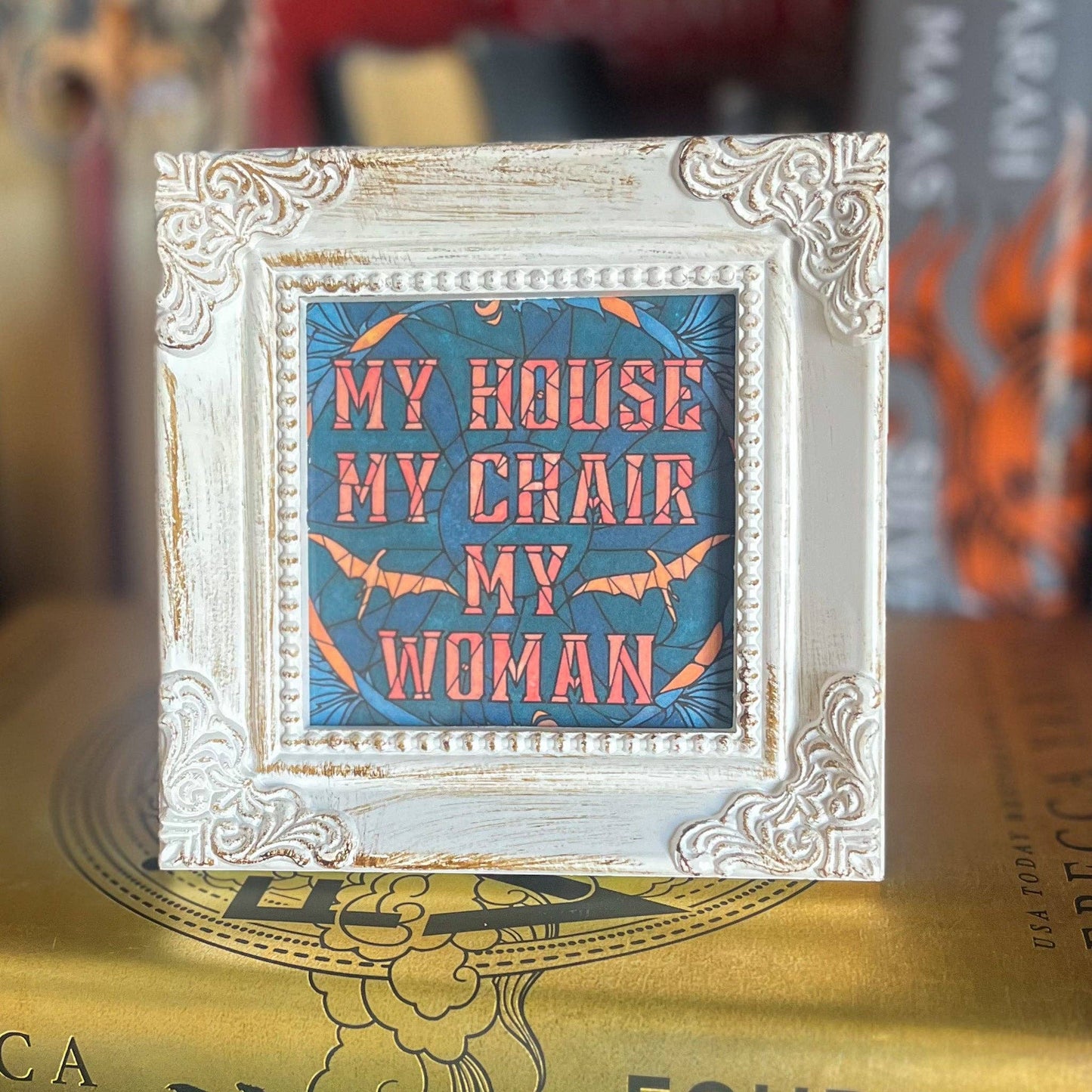 Fourth Wing Book Shelf Decor Book Nook Art Print Book Lover — My House My Chair My Woman