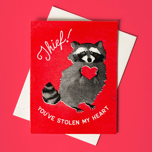 Thief! Raccoon- Risograph Card