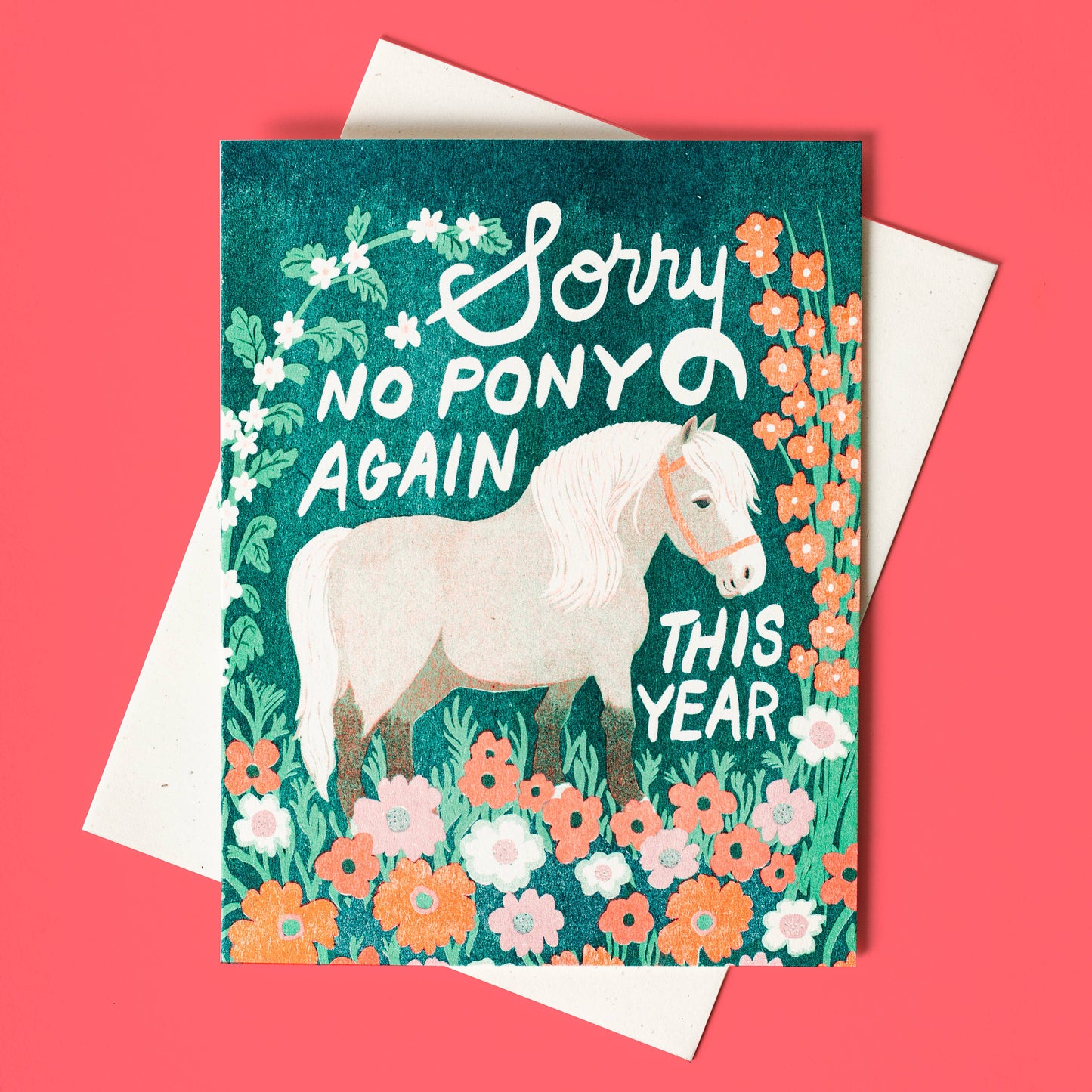 No Pony Birthday - Risograph Card