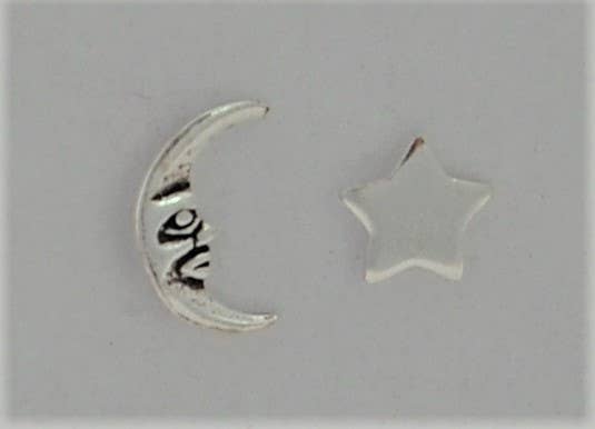 Star and Moon Book Lovers Studs - Sterling Silver