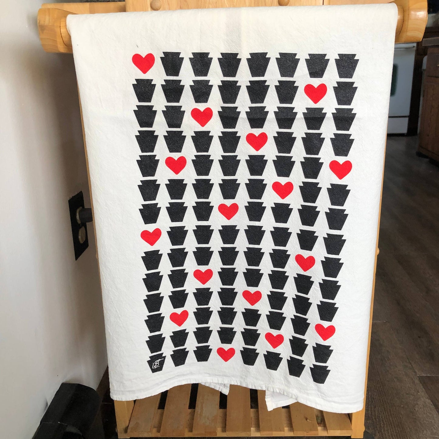 Keystones + Hearts Tea Towel