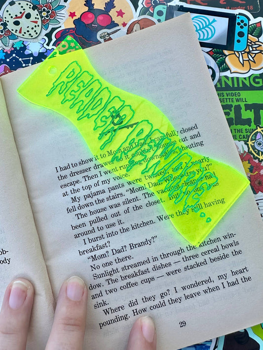 Reader Beware Neon Acrylic Goosebumps Inspired Bookmark