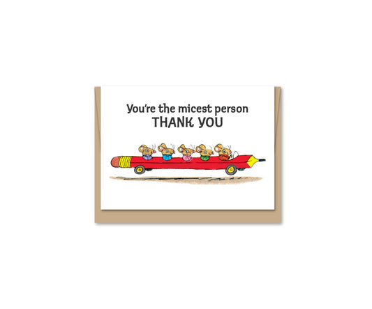 Mini Micest Person | Enclosure-sized Thank You Greeting Card
