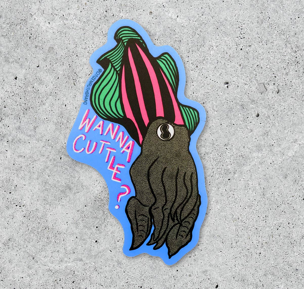 Wanna Cuttle? Cuttlefish vinyl sticker