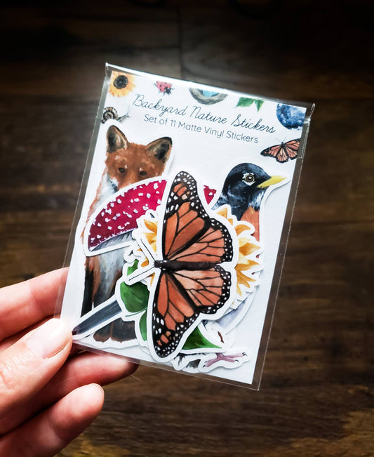 Backyard Nature Sticker Pack, Set of 11 Stickers