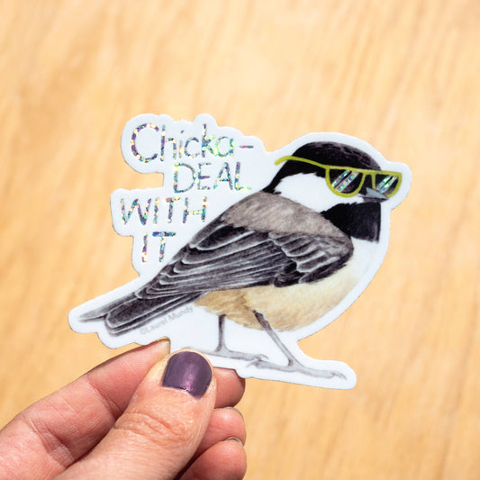 Chicka-DEAL WITH IT 3" Glitter Vinyl Sticker