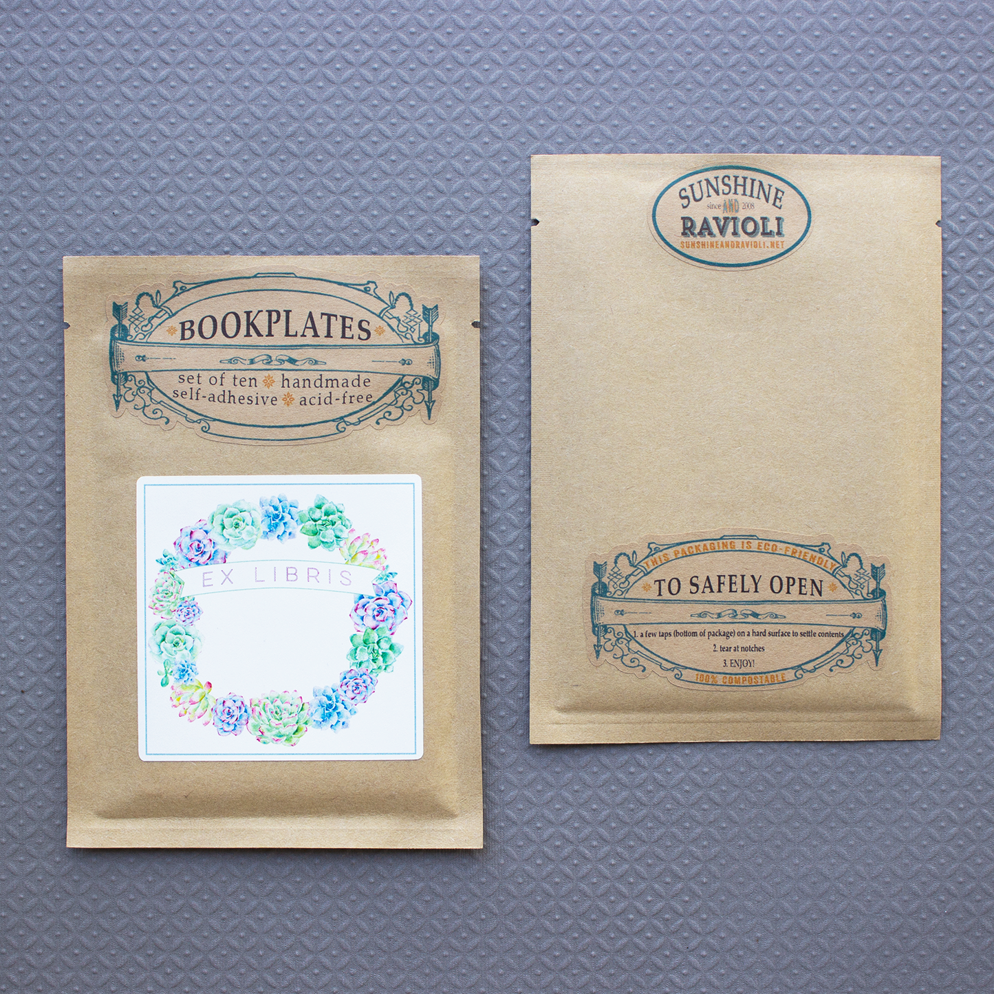 Teal Scroll Bookplates