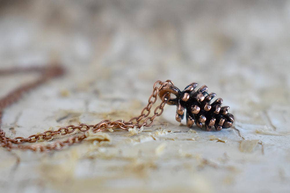 18" Copper Pine Cone Necklace