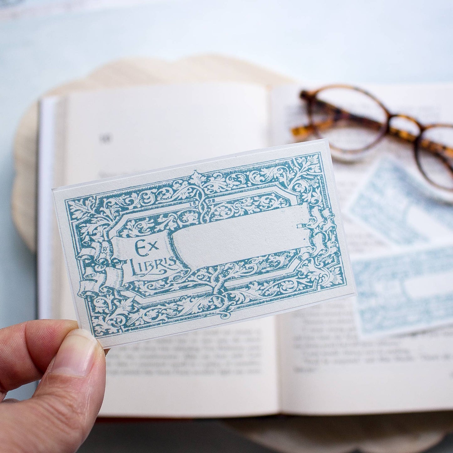 Teal Scroll Bookplates