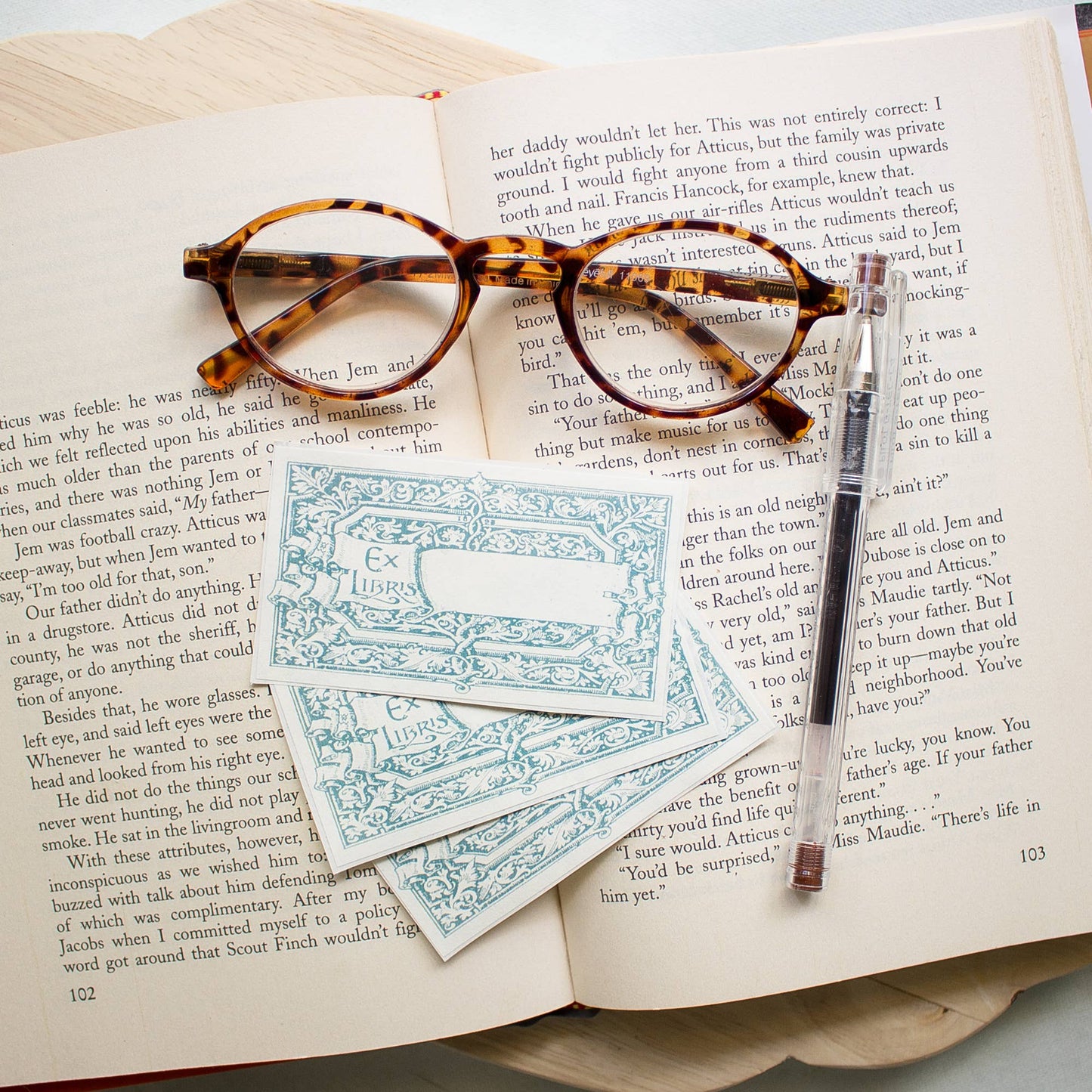 Teal Scroll Bookplates