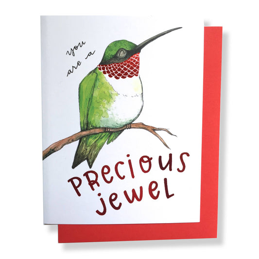 Precious Jewel Hummingbird Red Foil Card