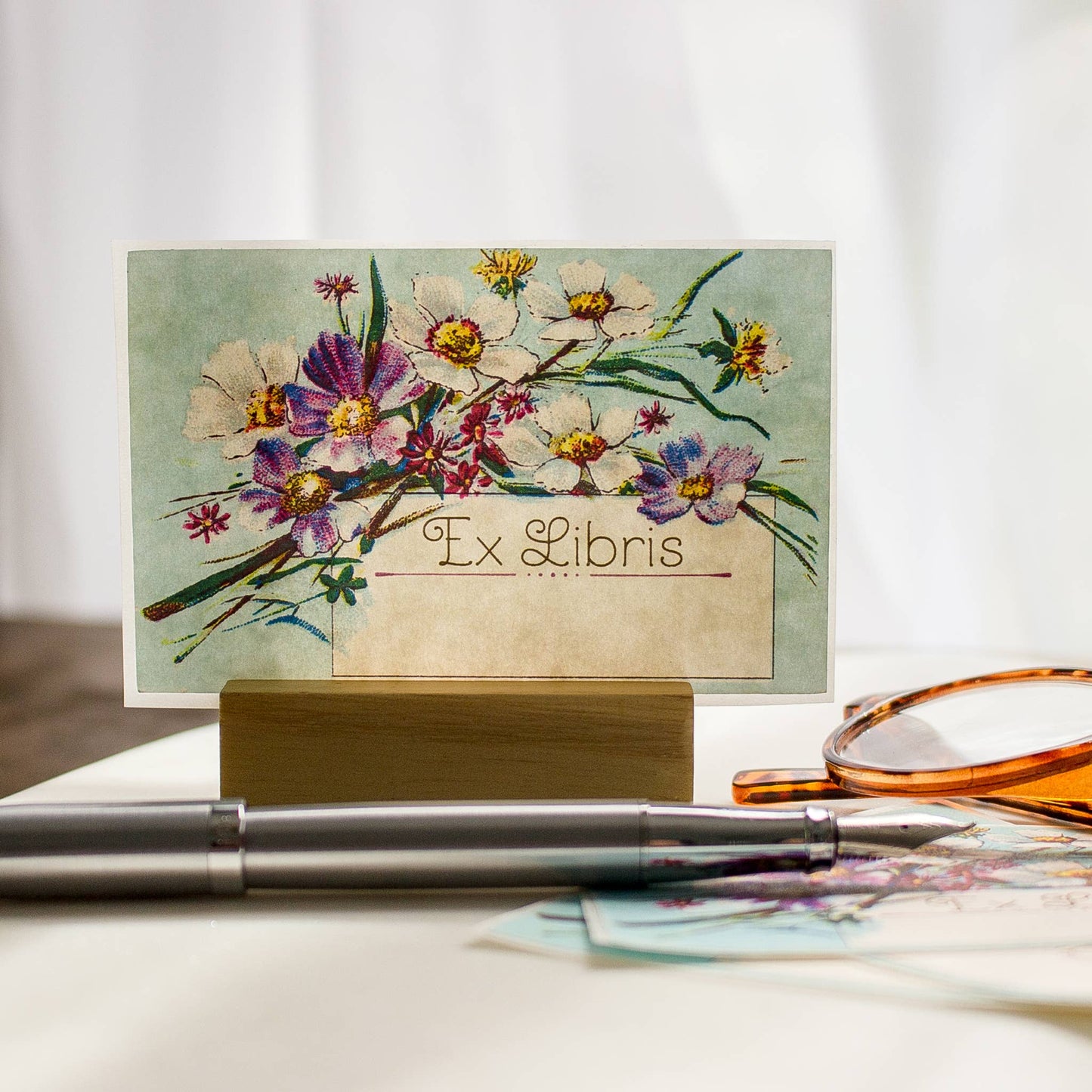 Blue Daisy Bookplate Stickers