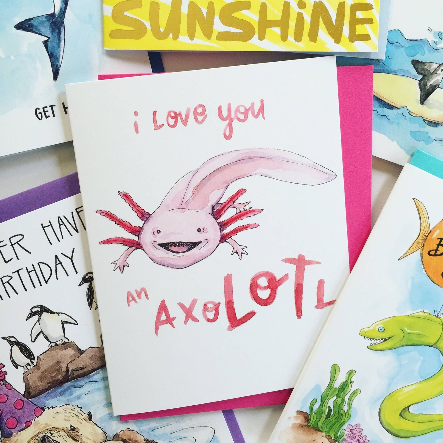 Axolotl Love Card