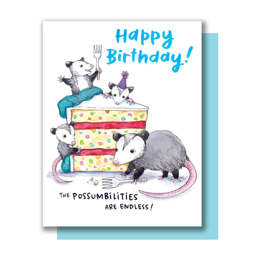 Possum Opossum Birthday Card