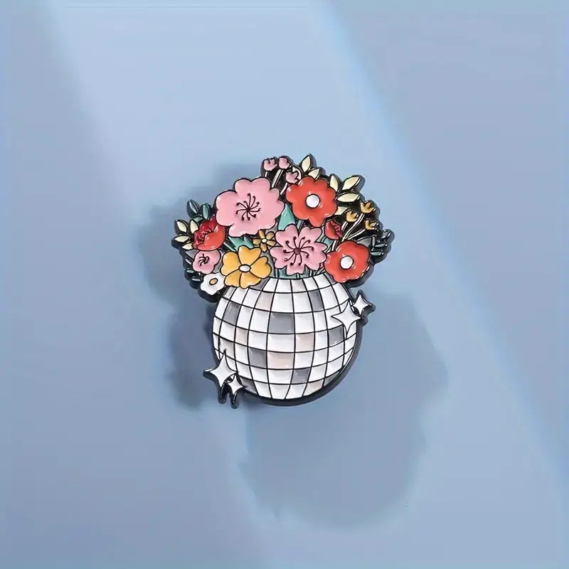 Disco Ball Flower Enamel Pin