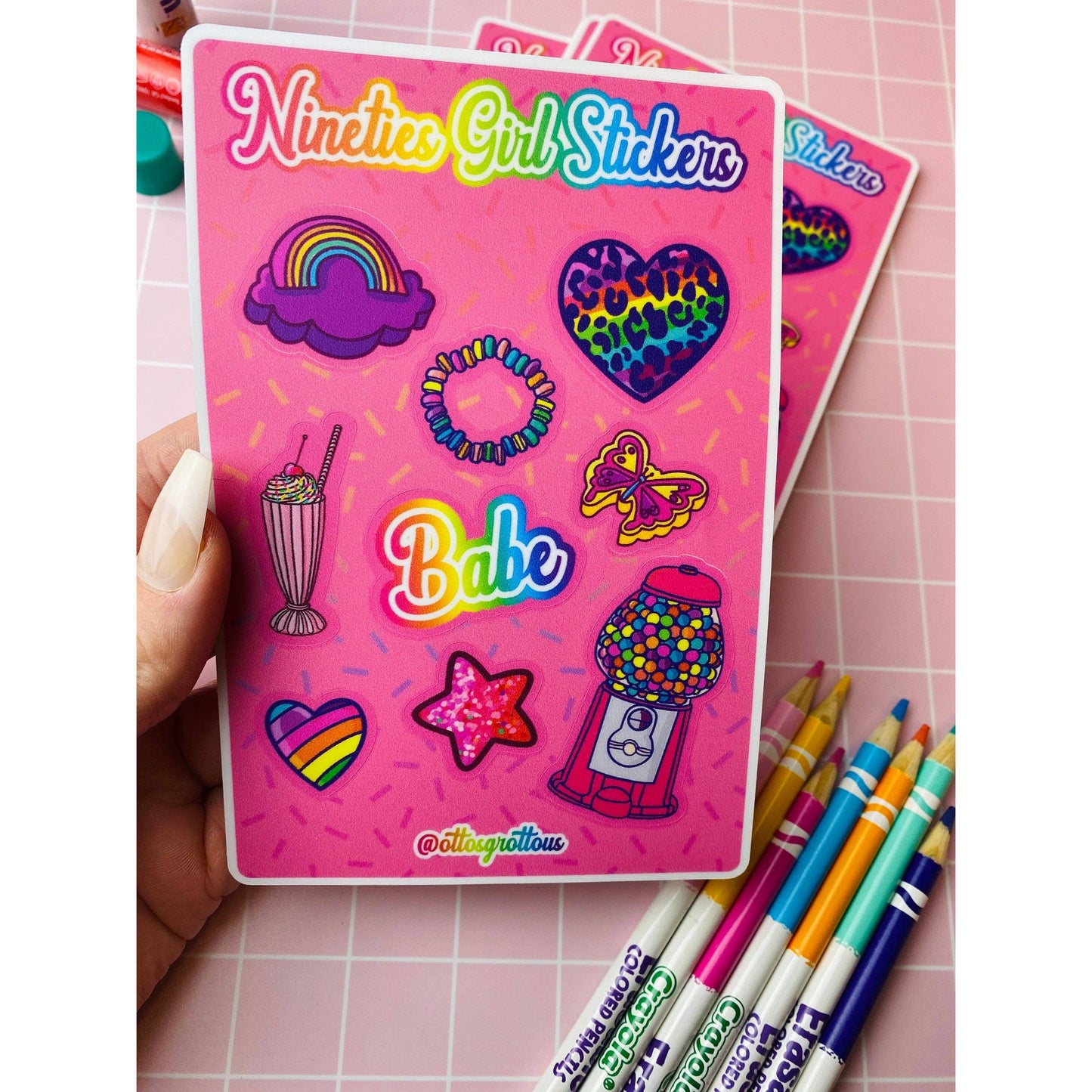 90s Retro Sticker Sheet - Nineties Girl Sticker Sheet