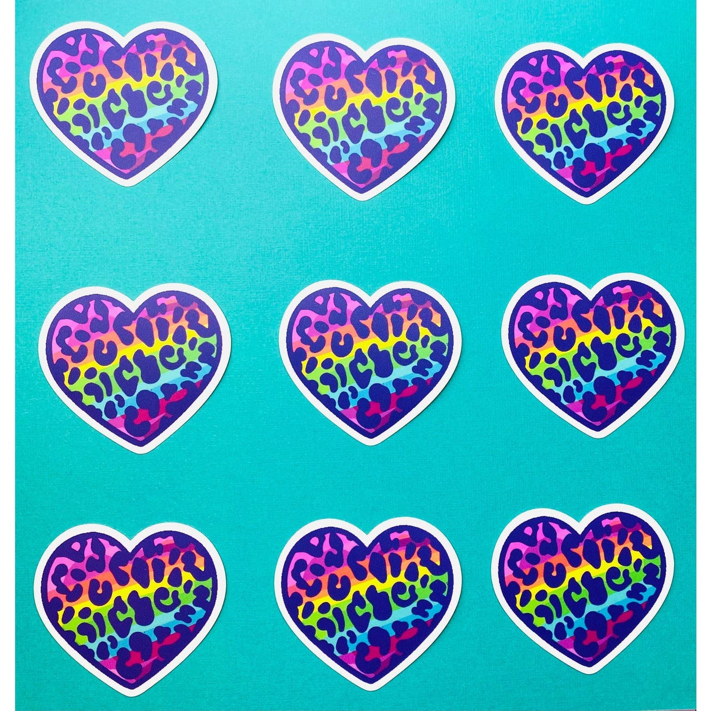 Rainbow Leopard Heart Sticker Girly 90s Vibes Nineties