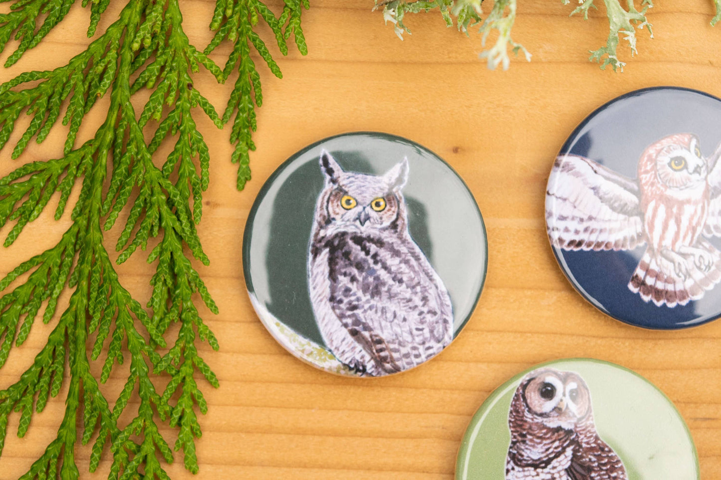 Owls 1.75" round magnets