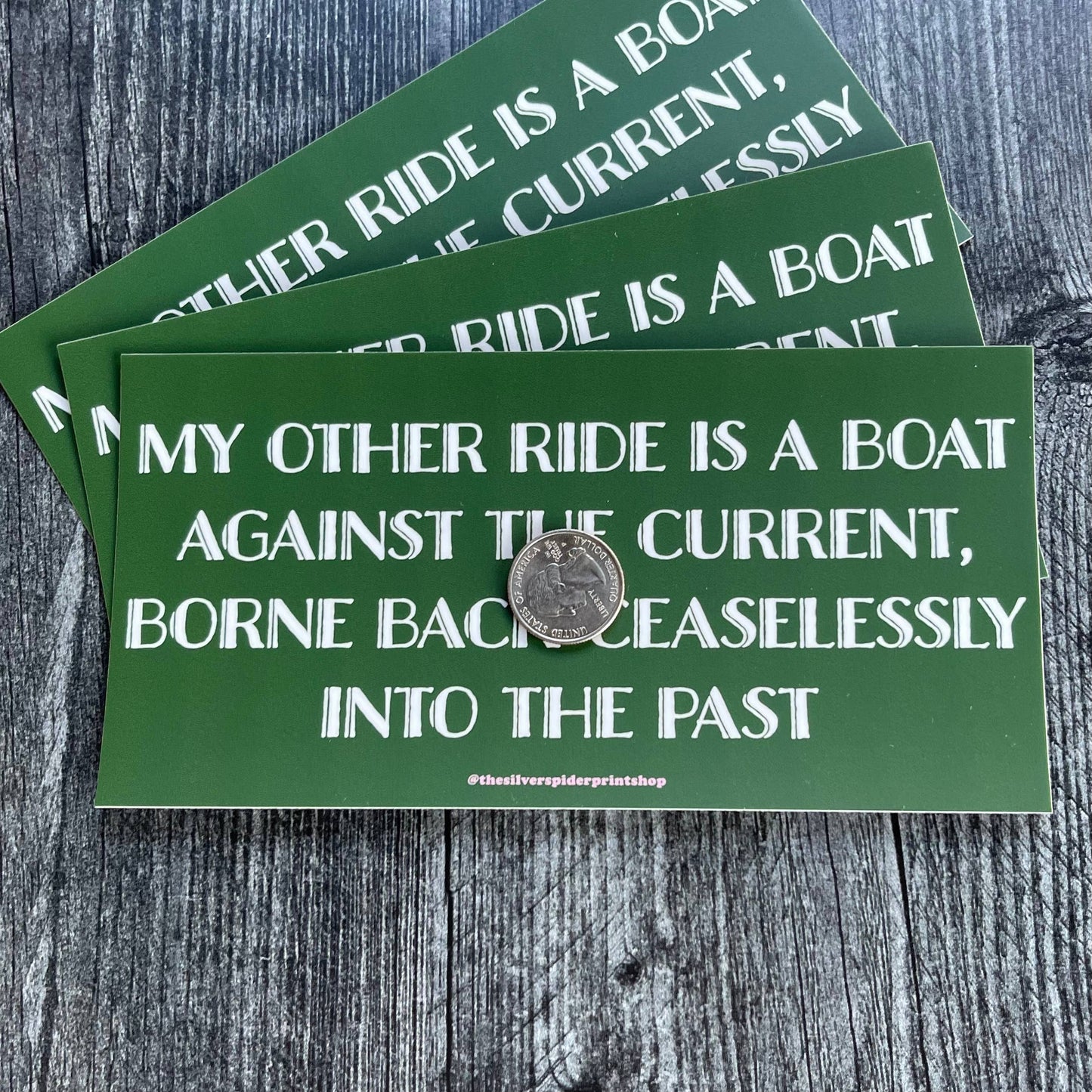 Boat against the Current quote Great Gatsby Bumper Sticker