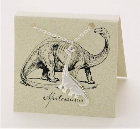 Apatosaurus Dinosaur Necklace  silver Natural History