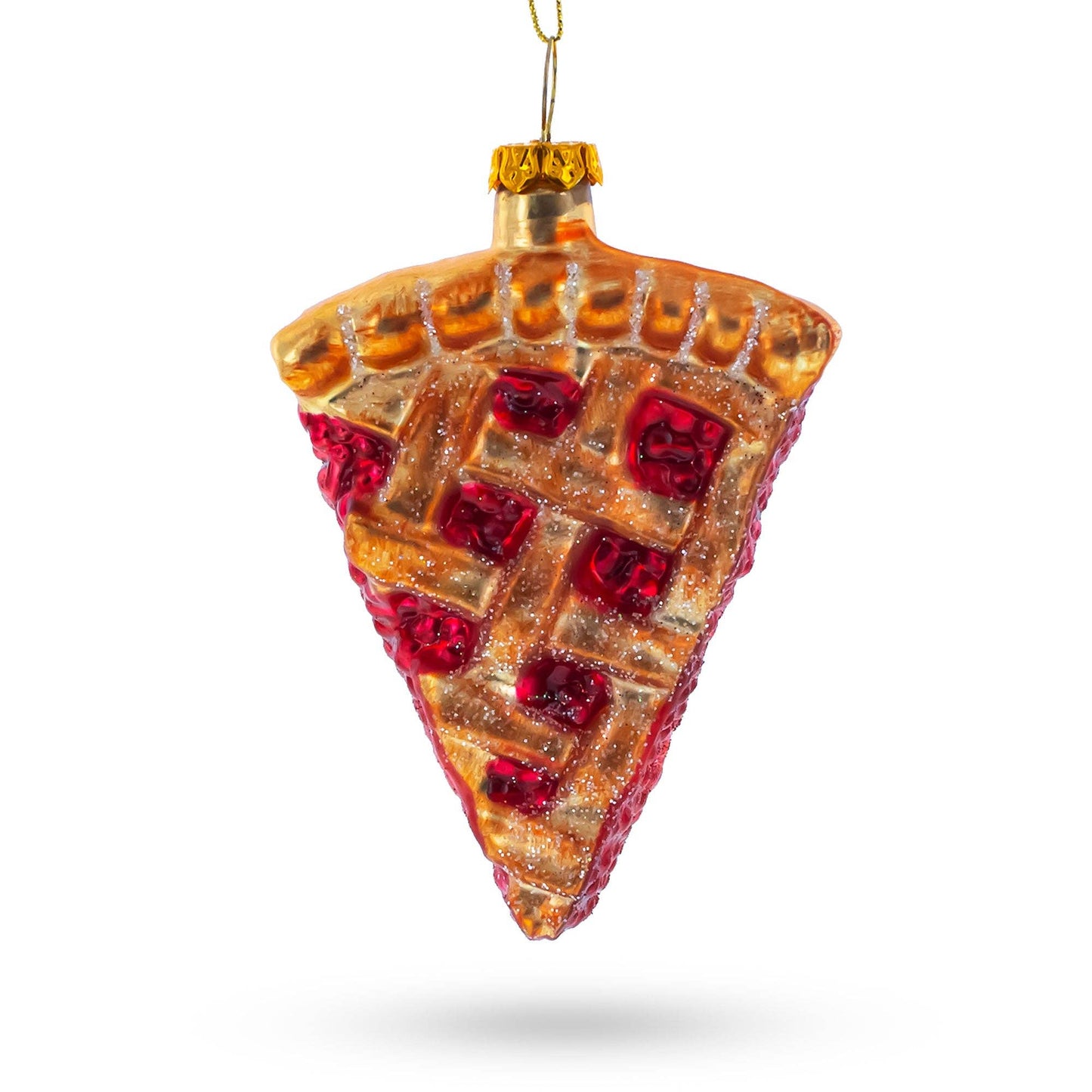 Delectable Cherry Pie Slice Glass Ornament